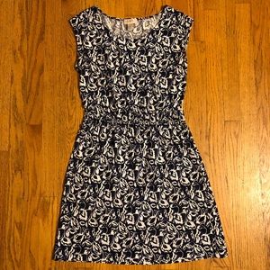 LOFT Navy and White Floral Dress